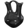 Vintage Santa Clara Blackware Wedding Vase Pottery 47754