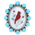 Sterling Silver Sleeping Beauty Turquoise Cardinal Inlay Pendant 47840