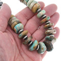 Chunky Turquoise Bead Necklace Antiqued Sterling Silver Beads 47843