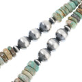 Large 10mm Antiqued Sterling Silver Desert Pearls Turquoise Navajo Necklace 47843