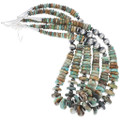 Graduated Patagonia Turquoise Bead Necklace Sterling Silver Accents 47843