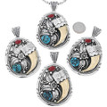 Turquoise Coral Gold Bear Claw Southwest Pendant 47852