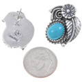 Blue Turquoise Navajo Floral Sterling Silver Earrings 47867
