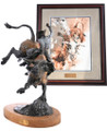 Eight Seconds of Insanity Bronze Statue and Framed Watercolor Painting Collectible Set 47876