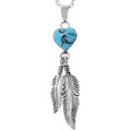 Sterling Silver Turquoise Heart Feather Pendant 47954