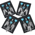 Post Dangle Turquoise Heart Earrings Pendant Set 47954