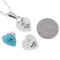 Turquoise Heart Jewelry Studs Post Earrings Matching Feather Pendant 47969