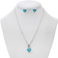 Sweet Heart Sleeping Beauty Turquoise Sterling Silver Pendant Set 47969