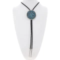 Native American Sterling Silver Kingman Turquoise Cluster Bolo Tie 48031