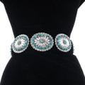 Green Blue Turquoise Sterling Silver Navajo Concho Belt Western Jewelry Apparel 48055