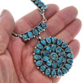 Natural Kingman Turquoise Cluster Silver Link Navajo Necklace 48057