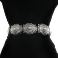 Traditional Hand Hammered Repoussé Sterling Silver Concho Belt 48132
