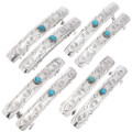 Navajo Hair Barrettes Sterling Silver Sleeping Beauty Turquoise Accents 48087