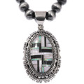 Sterling Silver Vintage Multi-Stone Inlay Opal Pendant Necklace 48150