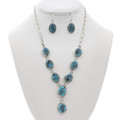 Navajo Sterling Silver Kingman Turquoise Necklace 48168