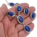 Deep Royal Blue Lapis Lazuli Navajo Y Necklace Matching Earrings 48169