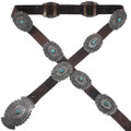 Old Pawn Native American Turquoise Sterling Silver Concho Belt 48174