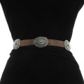 Vintage Navajo Turquoise Concho Belt Brown Leather 48174