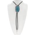 Large Native American Turquoise Sterling Silver Bolo Tie 48195
