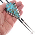 Carved Arrowhead Kingman Turquoise Bolo Tie 48208