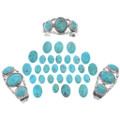 Three Stone Blue Turquoise Bracelet Navajo Made Heavy Duty Sterling Silver Cuff 48212