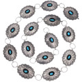 Vintage Sterling Silver Link Turquoise Concho Belt 48215
