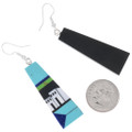 Turquoise Inlay Pueblo Adobe Design Inlay Earrings 48230