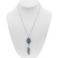 Navajo Sterling Silver Feather Turquoise Pendant 48257