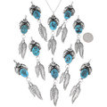 Southwest Feather Dangle Kingman Turquoise Pendant Chain Included 48257