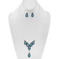 Zuni Inlay Teardrop Turquoise Necklace Set 48291