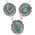 Kingman Turquoise Necklace Sterling Silver Navajo Concho by Gwendolyn Burnside 0264