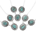 Kingman Turquoise Necklace Sterling Silver Navajo Concho by Gwendolyn Burnside 0264