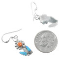 Zuni Sterling Silver Flower Earrings Opal Gemstone Inlay Artist Erva Quam 48295