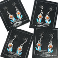Authentic Native American Opal Flower French Hook Dangle Earrings 48295