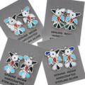 Inlaid Sterling Silver Thunderbird Zuni Coral Turquoise Earrings 48315