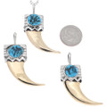 Turquoise Nugget Gold Bear Claw Sterling Silver Pendant 48351