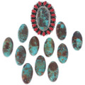 Native American Red Coral Spiderweb Turquoise Pointer Ring 48404