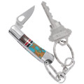Turquoise Handle Folding Knife Key Chain 48427