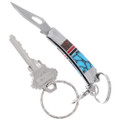 Navajo Made Inlaid Turquoise Ironwood Key Chain Size Folding Knife 48429