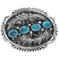 Navajo Sterling Silver Turquoise Belt Buckle 48491
