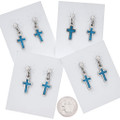 Silver Turquoise Colored Cross Post Dangle Earrings 7051