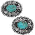Turquoise Sterling Belt Buckle Number Eight Floral Silver Detail by Garrison Boyd 0633