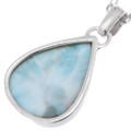 Natural Larimar Pendant Sterling Silver Frame Chain Included 48528
