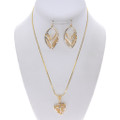Gold Filigree Heart Pendant Necklace and Earrings Set 7197