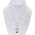 Turquoise Chip Inlay Eagle Pendant on Liquid Silver Necklace 7198