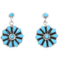 Sleeping Beauty Turquoise Southwest Cluster Earrings Sterling Silver Round Dangles 0321