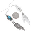 Authentic Navajo Sterling Silver Turquoise Earrings Artist Lenora Begay Signed 48601