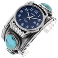 Navajo Sterling Silver Turquoise Watch Cuff Bracelet Burt Reynolds Design 48632
