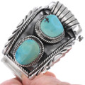 Heavy Weight Sterling Silver Turquoise Navajo Watch Cuff 48632
