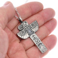 Northwest Coast Style Totem Pole Design Sterling Silver Eagle Pendant 48635
